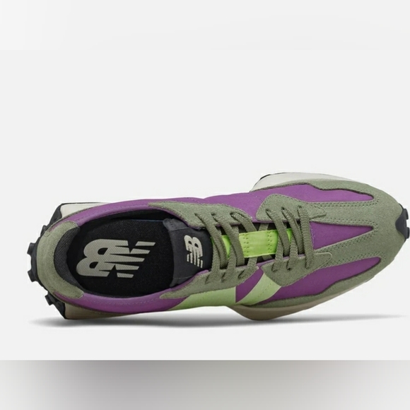 New Balance Men's 327 Shoes - Sour Grape / Bleached Lime Glo 12 - Picture 3 of 9